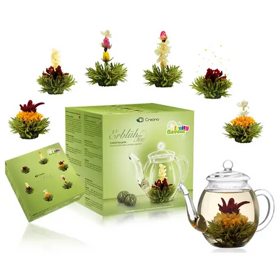 Confezione Fiori di Tè Verde con Teiera in Vetro Casa e cucina/Tè e caffè/Teiere con infusore MariTea bottega del Tè - Lodi, Commerciovirtuoso.it