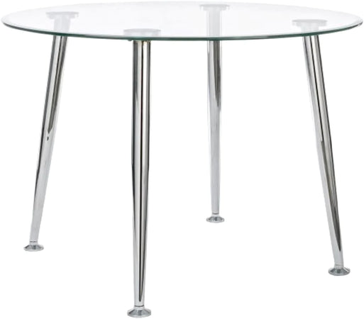 Tavolo da pranzo moderno "Tower" in vetro tondo ø 105 cm piedi cromati Casa e cucina/Arredamento/Sala da pranzo/Tavoli da sala da pranzo Decor Space - Altamura, Commerciovirtuoso.it