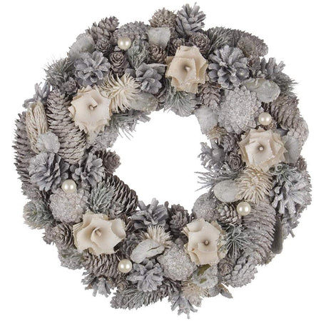 Ghirlanda "Frosty" retro porta natalizio con fiori e pigne Ø 35 cm Casa e cucina/Decorazioni per interni/Addobbi e decorazioni per ricorrenze/Decorazioni natalizie/Orpelli e festoni MagiediNatale.it - Altamura, Commerciovirtuoso.it