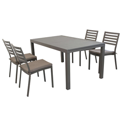 DEXTER - set tavolo da giardino allungabile 160/240x90 compreso di 4 sedie in alluminio Taupe Milani Home
