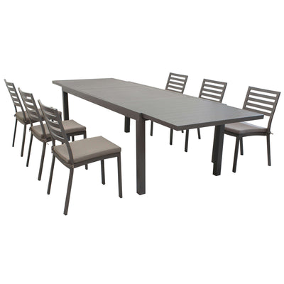DEXTER - set tavolo da giardino allungabile 160/240x90 compreso di 6 sedie in alluminio Taupe Milani Home