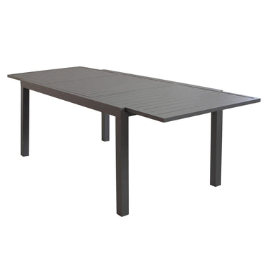DEXTER - set tavolo da giardino allungabile 160/240x90 compreso di 6 poltrone in alluminio Taupe Milani Home
