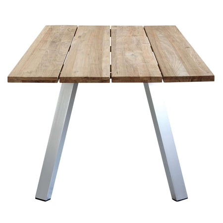 SALTUS - set tavolo in alluminio e teak cm 200x100x74 h con 8 sedute Grigio Milani Home
