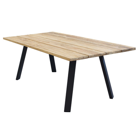 SALTUS - set tavolo in alluminio e teak cm 200x100x74 h con 8 sedute Antracite Milani Home