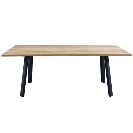 SALTUS - set tavolo in alluminio e teak cm 200x100x74 h con 8 sedute Antracite Milani Home