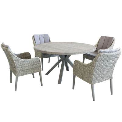 IBEX - set tavolo rotondo in cementite e alluminio 140x75 h con 4 sedute Cemento Milani Home
