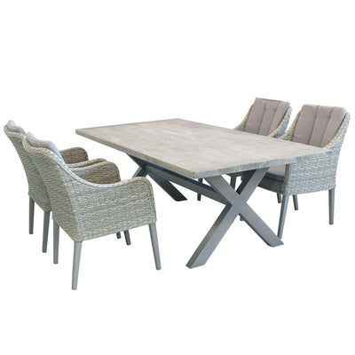 IBEX - set tavolo in cementite e alluminio cm 200x100x74 h con 4 sedute Cemento Milani Home