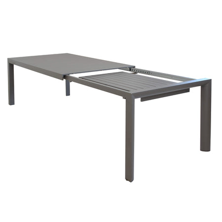 EQUITATUS - set tavolo in alluminio cm 180/240x100x75 h con 6 sedute Taupe Milani Home