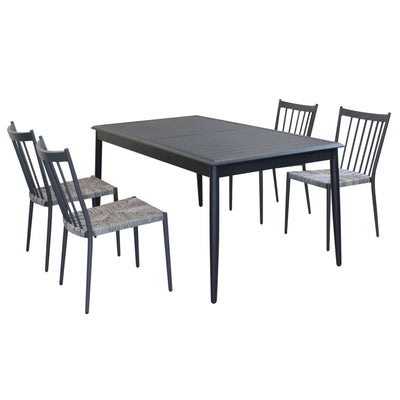 IMPERIUM - set tavolo in alluminio cm 160/240x90x76 h con 4 sedute Antracite Milani Home