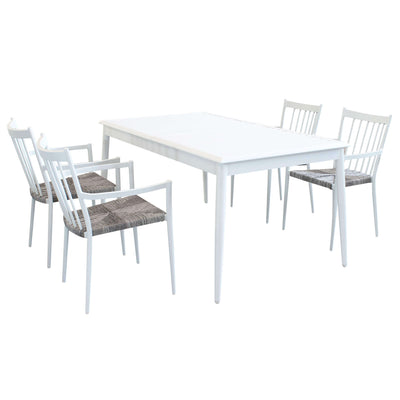 IMPERIUM - set tavolo in alluminio cm 160/240x90x76 h con 4 sedute Bianco Milani Home