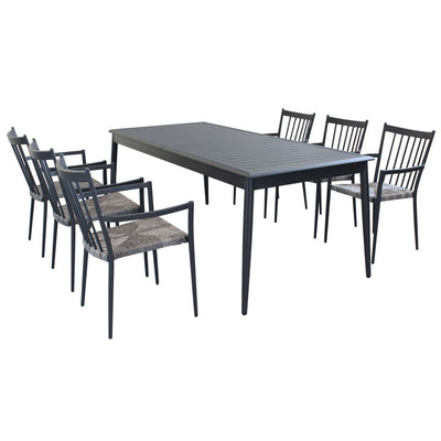IMPERIUM - set tavolo in alluminio cm 200/300x90x76 h con 6 sedute Antracite Milani Home