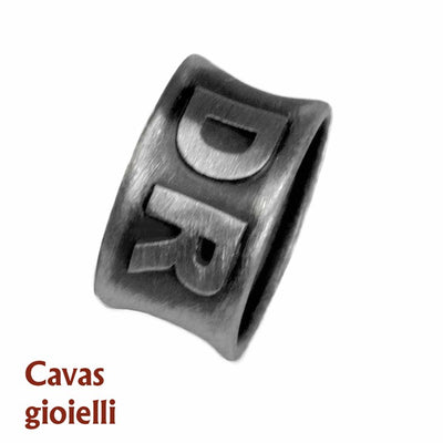 Anello d'argento personalizzabile con 2 lettere dell'alfabeto