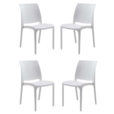 VOLGA - set di 4 sedie da giardino in plastica Bianco Milani Home