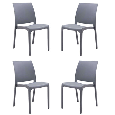 VOLGA - set di 4 sedie da giardino in plastica Grigio chiaro Milani Home