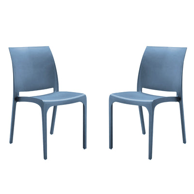 VOLGA - set di 2 sedie da giardino in plastica Blu