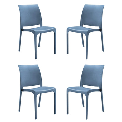 VOLGA - set di 4 sedie da giardino in plastica Blu