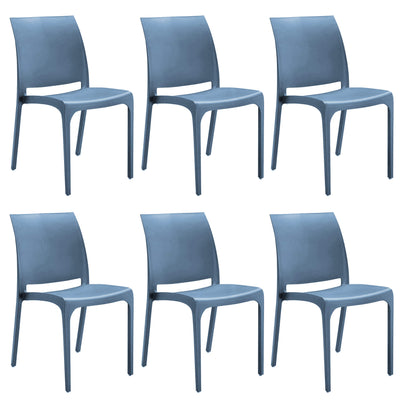VOLGA - set di 6 sedie da giardino in plastica Blu Milani Home
