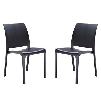 VOLGA - set di 2 sedie da giardino in plastica Nero