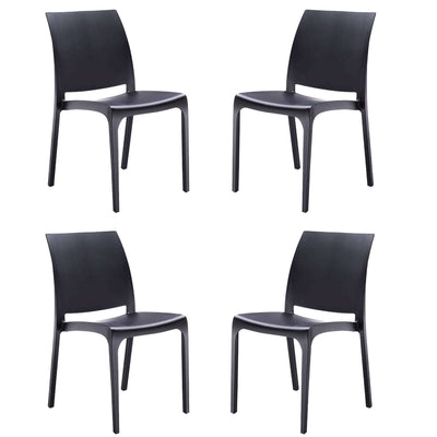 VOLGA - set di 4 sedie da giardino in plastica Nero