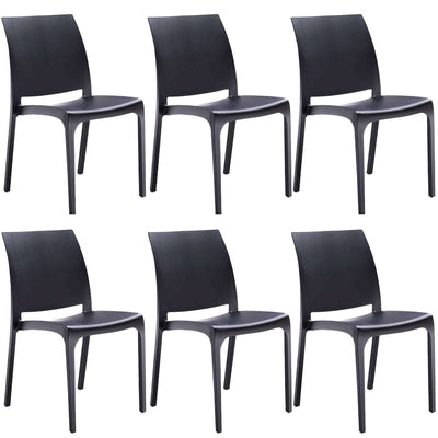 VOLGA - set di 6 sedie da giardino in plastica Nero
