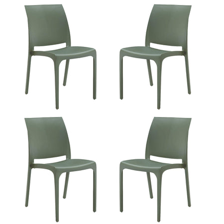 VOLGA - set di 4 sedie da giardino in plastica Verde Milani Home