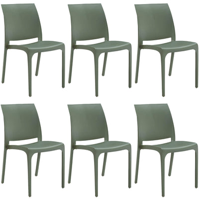 VOLGA - set di 6 sedie da giardino in plastica Verde