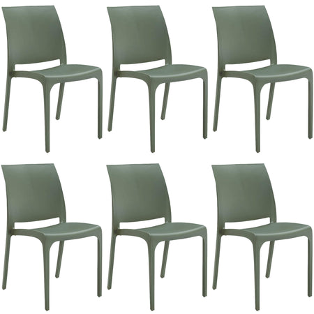 VOLGA - set di 6 sedie da giardino in plastica Verde Milani Home