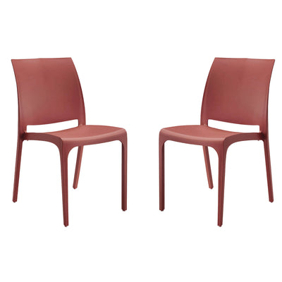 VOLGA - set di 2 sedie da giardino in plastica Rosso
