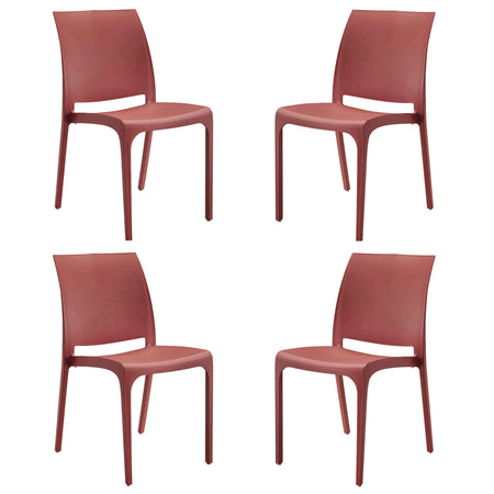 VOLGA - set di 4 sedie da giardino in plastica Rosso Milani Home