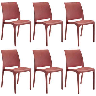 VOLGA - set di 6 sedie da giardino in plastica Rosso Milani Home