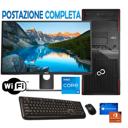 Postazione Pc Ufficio - Computer Completo Ricondizionato Core I5 Monitor 23" Win 10 + Office 2021 Wi-fi