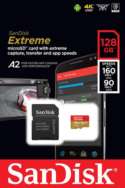 Sandisk Extreme Scheda Di Memoria Micro Sd Da 128 Gb E Adattore Sd Rosso Oro Elettronica/Cellulari e accessori/Accessori/Schede microSD TRM Company - Polistena, Commerciovirtuoso.it
