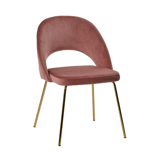 Sedia Scacchi in velluto Rosa Antico con gambe Ottone h 83 cm arredamento moderno Casa e cucina/Arredamento/Sala da pranzo/Sedie Decor Space - Altamura, Commerciovirtuoso.it