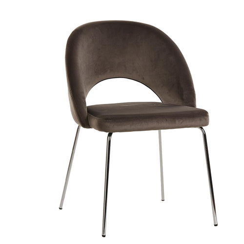 Sedia Scacchi in velluto Grigio con gambe Argento h 83 cm arredamento moderno Casa e cucina/Arredamento/Sala da pranzo/Sedie Decor Space - Altamura, Commerciovirtuoso.it