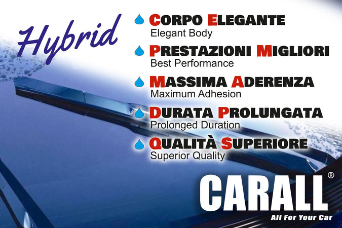 Spazzola Tergicristallo Ibrida CARALL T191 Hybrid 24 Pollici 600mm Universale Con 16 Attacchi Opzionale