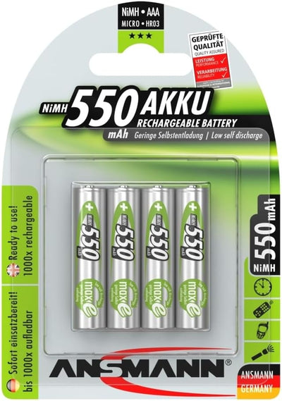 ANSMANN 4x Batterie ricaricabili mini stilo AAA - 550 mAh 1,2 V