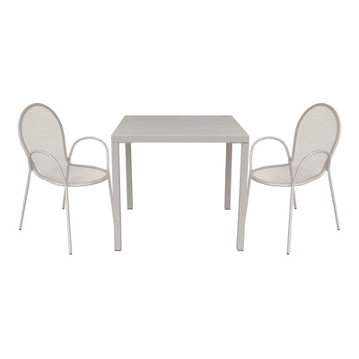 INDEX - set tavolo da giardino 80x80 compreso di 2 poltrone in ferro Tortora Milani Home