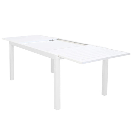 DEXTER - set tavolo da giardino allungabile 160/240x90 compreso di 8 poltrone in alluminio Bianco Milani Home