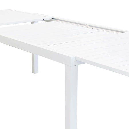 DEXTER - set tavolo da giardino allungabile 200/300x100 compreso di 6 poltrone in alluminio Bianco Milani Home