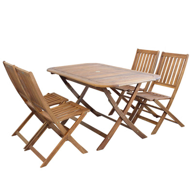 SOLEA - set tavolo da giardino pieghevole salvaspazio 150x80 compreso di 4 sedie in legno massiccio di acacia Marrone Milani Home