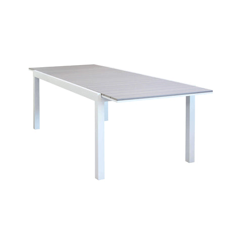 TRIUMPHUS - set tavolo da giardino allungabile 180/240x100 compreso di 4 poltrone in alluminio e polywood Bianco Milani Home