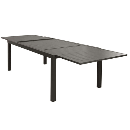DEXTER - set tavolo da giardino allungabile 200/300x100 compreso di 8 sedie e 2 poltrone in alluminio Taupe Milani Home