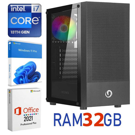 PC Assemblato Core i7-13700 Ram 32GB SSD 1TB Windows 11 Pro + Office 2021