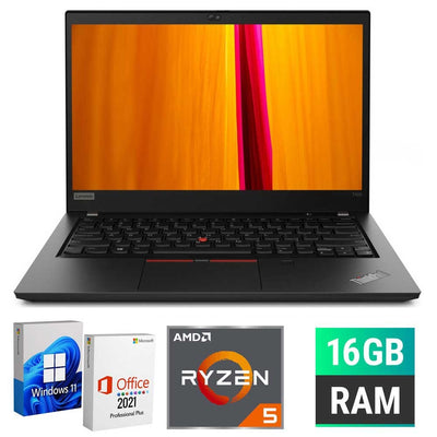Pc Portatile Notebook RICONDIZIONATO LENOVO Thinkpad T495 14 AMD RYZEN 5 RAM 16GB SSD Windows 11 Pro + OFFICE 2021