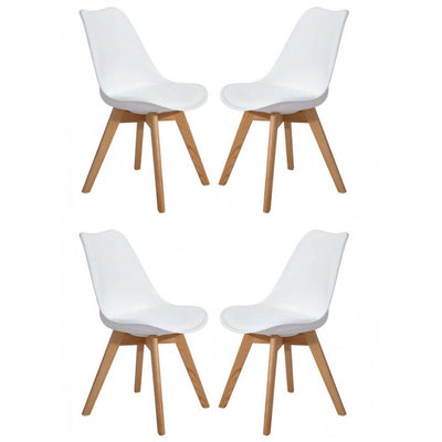 MARGOT - set di 4 sedie moderne imbottita con gambe in legno Bianco Milani Home