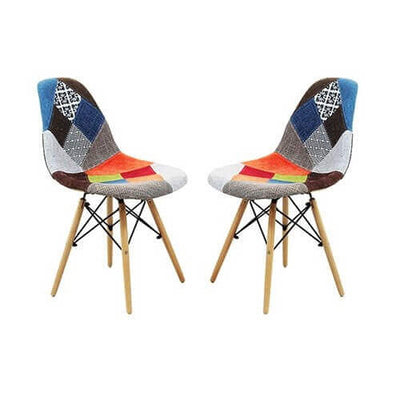 JULIETTE - set di 2 sedie moderne in tessuto patchwork con gambe in legno Multicolor Milani Home