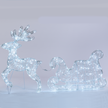Decorazione natalizia "Renna galoppante con slitta" 3D con led bianco per uso interno ed esterno Casa e cucina/Decorazioni per interni/Addobbi e decorazioni per ricorrenze/Decorazioni natalizie/Oggettistica MagiediNatale.it - Altamura, Commerciovirtuoso.it