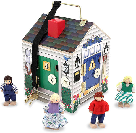 Casa delle bambole Giocattolo con 4 personaggi inclusi - Casa di Legno con Campanelli - Gioco per bambini Giocattolo in legno Papau - Giammoro, Commerciovirtuoso.it