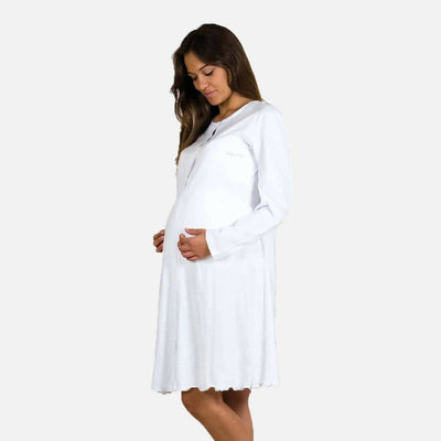 Camicia Da Notte Donna Camicia Clinica Mamina in Tessuto Di Puro Cotone 100%