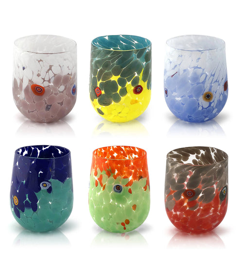 6 Bicchieri Special Edition, Con Scatola Regalo. Goto Da Acqua, In Vetro Di Murano, Soffiati E Lavorati A Mano Nell'isola Di Murano. Modello “aida Casa e cucina/Stoviglie/Bicchieri e cristalli/Tumbler Mazzega Art & Design - Murano, Commerciovirtuoso.it